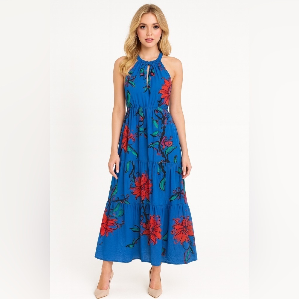 Anthropologie Ro's Garden Valley Halter Cover-Up Maxi Dress Size S - Picture 2 of 7